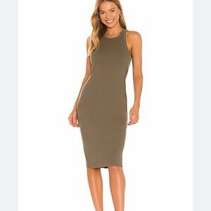 Sleeveless Racerback Midi Dress in Olive/Military